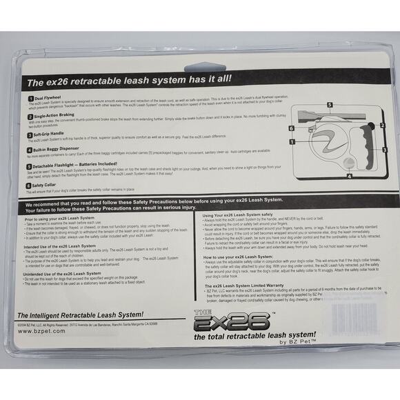 EZ Pet Total Retractable Dog Leash System Flashlight & Waste Bags EX26 NEW - Picture 3 of 3